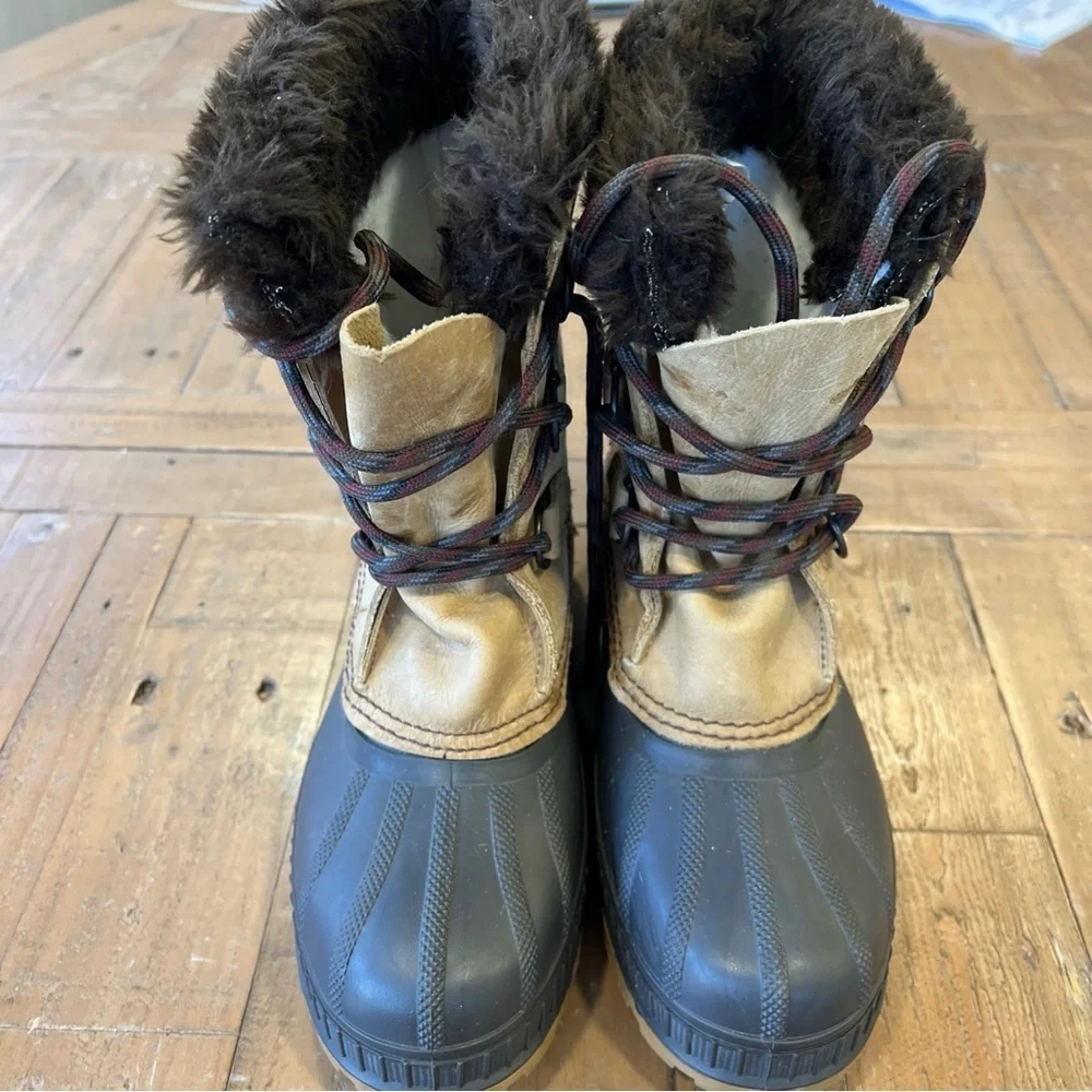 Sorel Badger Waterproof Winter Boots Women’s 6  Faux Fur Leather Rubber USA Made